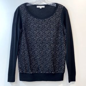Ann Taylor LOFT Lace Front Lightweight Sweater Size MP